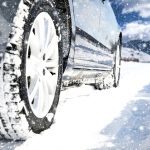 Car with winter tires in the snow